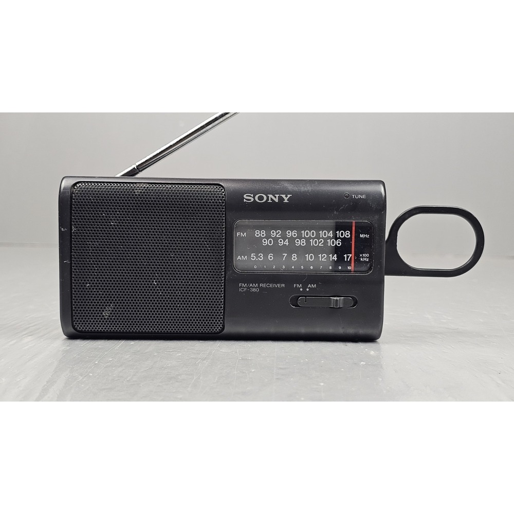 Vintage Sony ICF-380 AM/FM 2 Band Portable Radio Black Tested
